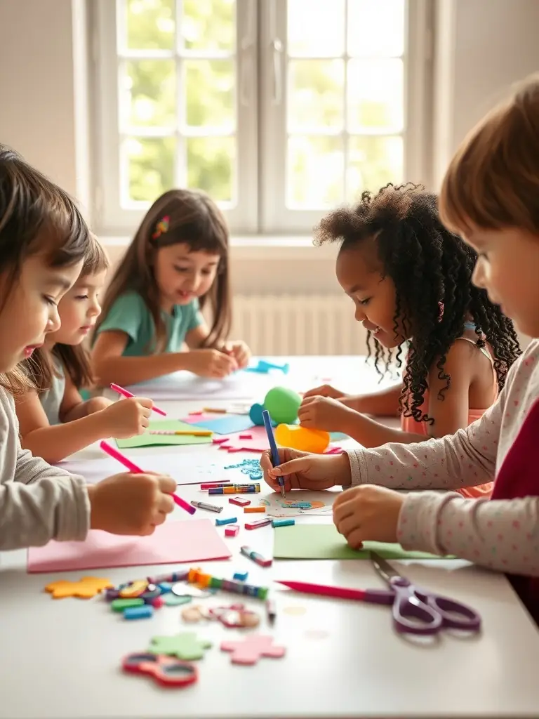 A photograph of children participating in an educational workshop at the museum, focusing on medieval crafts and history, emphasizing the museum's commitment to education.